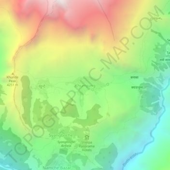 Topografische Karte Khumjung, Höhe, Relief
