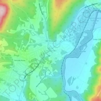 Topografische Karte Cresaptown, Höhe, Relief
