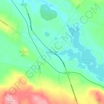 Topografische Karte North Wakefield, Höhe, Relief