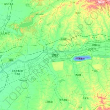 Topografische Karte 望花区, Höhe, Relief