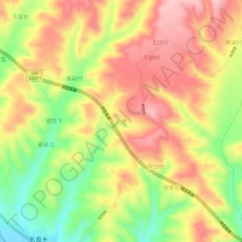 Topografische Karte 后堡, Höhe, Relief