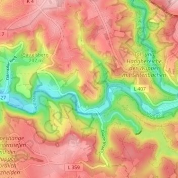 Topografische Karte Pfaffenberg, Höhe, Relief