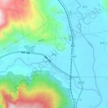 Topografische Karte 渤海, Höhe, Relief