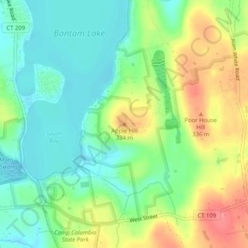 Topografische Karte Apple Hill, Höhe, Relief