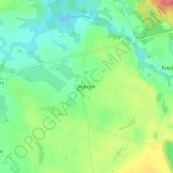 Topografische Karte Wardin, Höhe, Relief