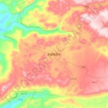 Topografische Karte 高坡苗族乡, Höhe, Relief