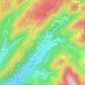 Topografische Karte Haut-du-Them, Höhe, Relief