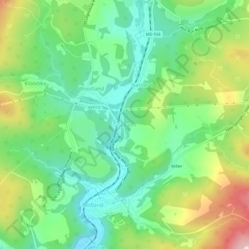 Topografische Karte Ocean, Höhe, Relief
