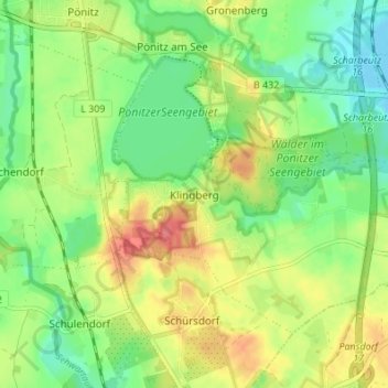 Topografische Karte Klingberg, Höhe, Relief