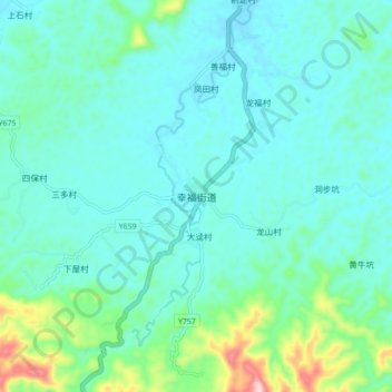 Topografische Karte 幸福街道, Höhe, Relief