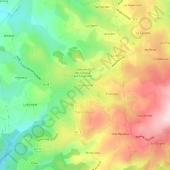 Topografische Karte Les Chirottes, Höhe, Relief