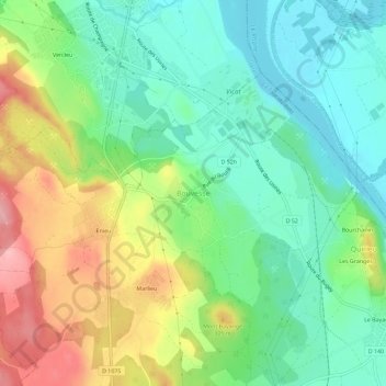 Topografische Karte Bouvesse, Höhe, Relief