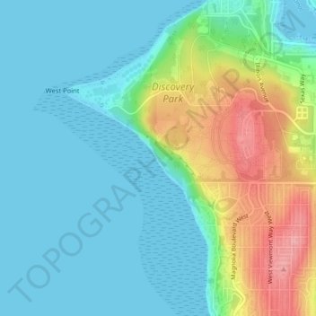 Topografische Karte Magnolia Bluff, Höhe, Relief
