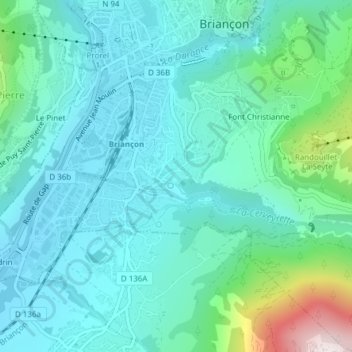 Topografische Karte Pont de Cervières, Höhe, Relief