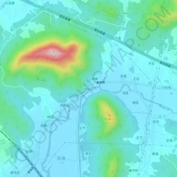 Topografische Karte 方山口, Höhe, Relief