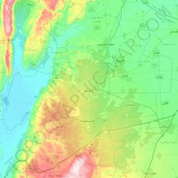 Topografische Karte Idlib, Höhe, Relief