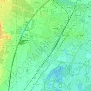 Topografische Karte Zone d'Activité Sud, Höhe, Relief