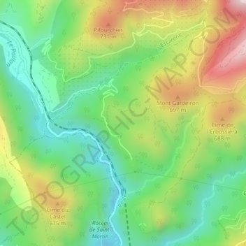 Topografische Karte Euira, Höhe, Relief