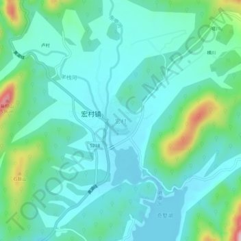 Topografische Karte 宏村, Höhe, Relief
