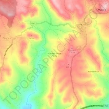 Topografische Karte Casal da Barba Pouca, Höhe, Relief
