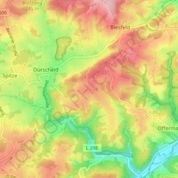 Topografische Karte Oberbörsch, Höhe, Relief