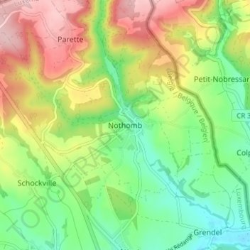 Topografische Karte Nothum, Höhe, Relief