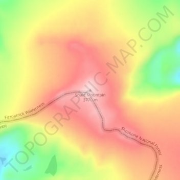 Topografische Karte Shale Mountain, Höhe, Relief