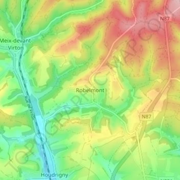 Topografische Karte Robelmont, Höhe, Relief