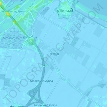 Topografische Karte Helwijk, Höhe, Relief