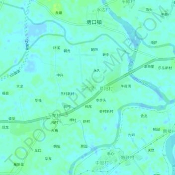 Topografische Karte 三门里, Höhe, Relief