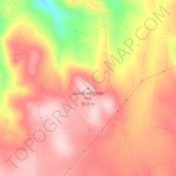 Topografische Karte Goodradigbee Hill, Höhe, Relief