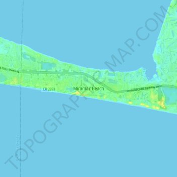 Topografische Karte Miramar Beach, Höhe, Relief