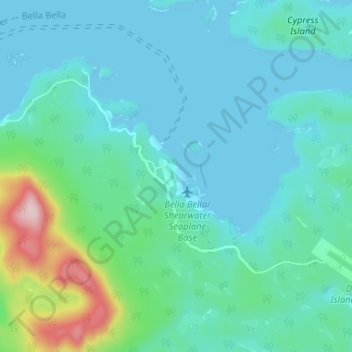 Topografische Karte Shearwater, Höhe, Relief