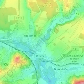 Topografische Karte Bécrel, Höhe, Relief