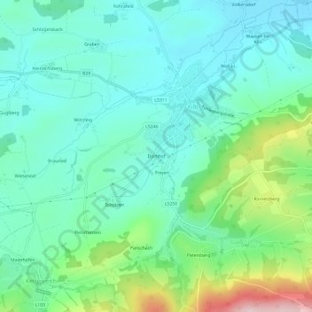 Topografische Karte Dornhof, Höhe, Relief