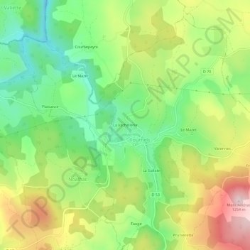 Topografische Karte La Vachellerie, Höhe, Relief