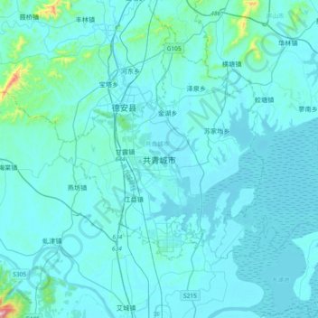 Topografische Karte 共青城市, Höhe, Relief