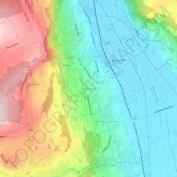 Topografische Karte Rümligen, Höhe, Relief