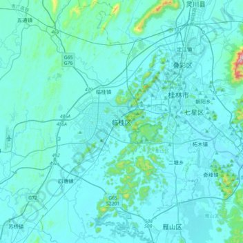 Topografische Karte 临桂区, Höhe, Relief