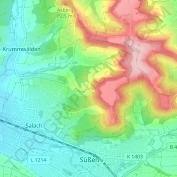 Topografische Karte Kapfhof, Höhe, Relief