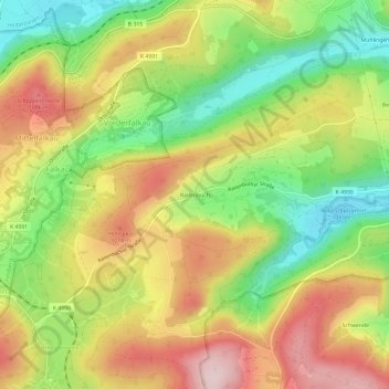 Topografische Karte Raitenbuch, Höhe, Relief