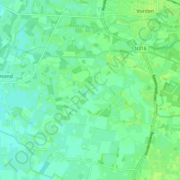 Topografische Karte Delden, Höhe, Relief