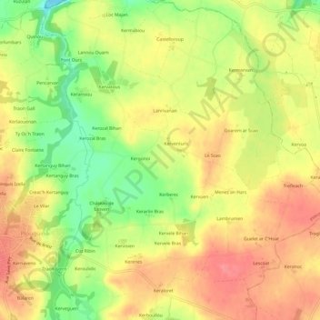 Topografische Karte Squern, Höhe, Relief