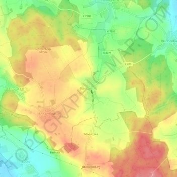Topografische Karte Bierstetten, Höhe, Relief