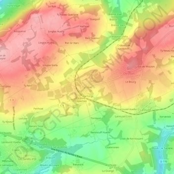 Topografische Karte Ty Croaz, Höhe, Relief