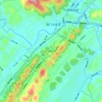 Topografische Karte 陈家湾, Höhe, Relief