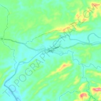 Topografische Karte Tadó, Höhe, Relief