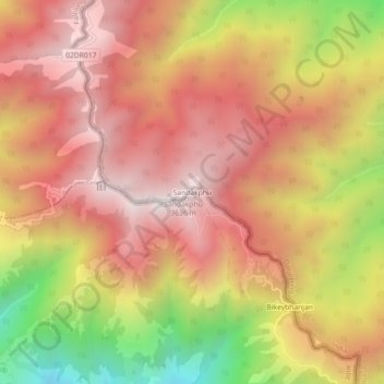 Topografische Karte Sandakphu, Höhe, Relief