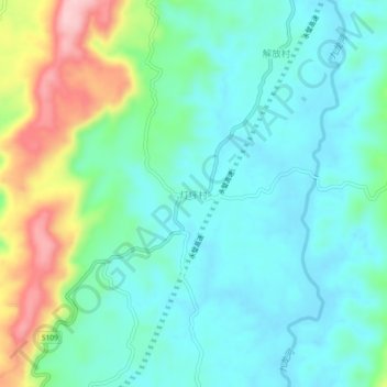 Topografische Karte 灯坪村, Höhe, Relief