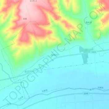 Topografische Karte 余粮村, Höhe, Relief